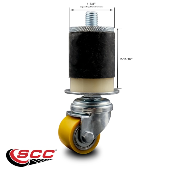Low Profile Polyurethane 35mm Wheel 7/8 Inch Expanding Stem Caster SCC